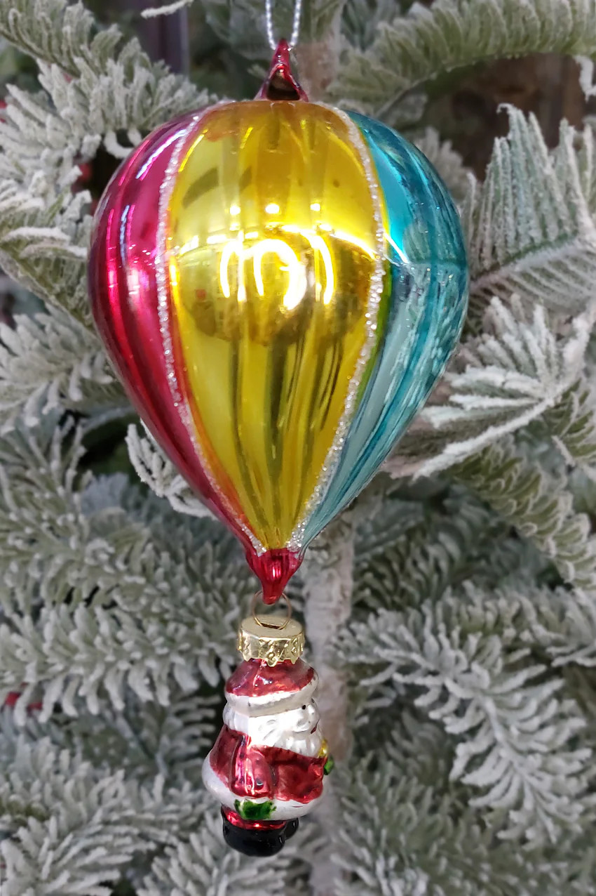 Multicolor Balloon with Santa Christmas Glass Ornament Wizardi F07M10-3 Multicolor Balloon with Santa Christmas Glass Ornament Wizardi F07M10-3