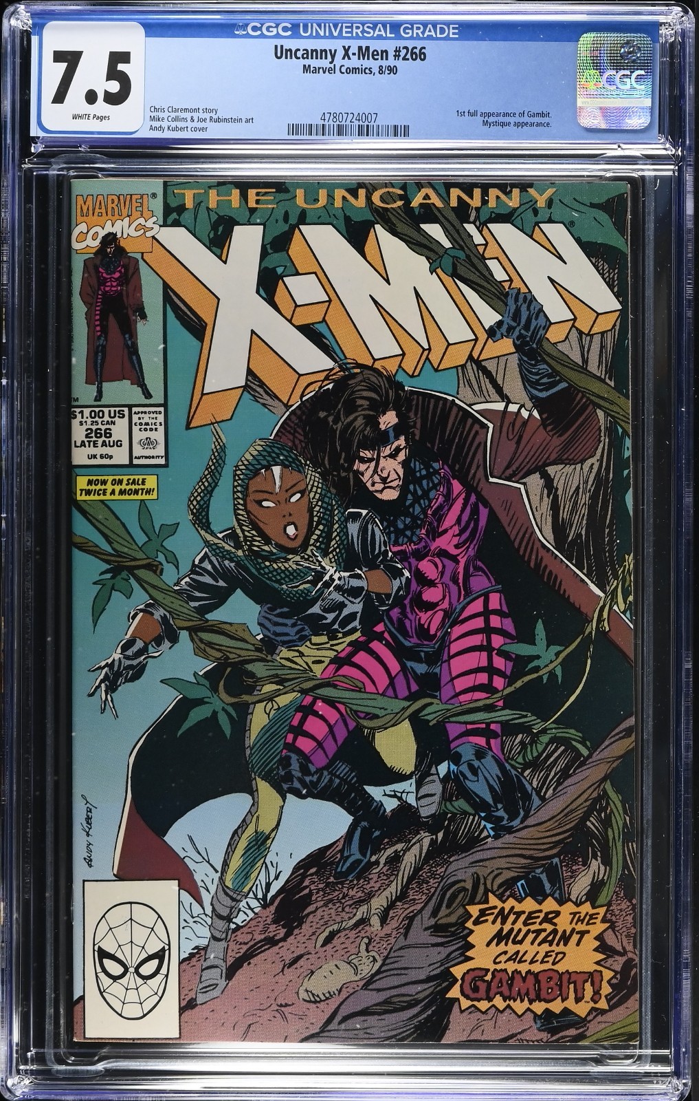 Uncanny X-Men #266 CGC 7.5 1st Full App. of Gambit Marvel Comics 1990 Uncanny X-Men #266 CGC 7.5 1st Full App. of Gambit Marvel Comics 1990