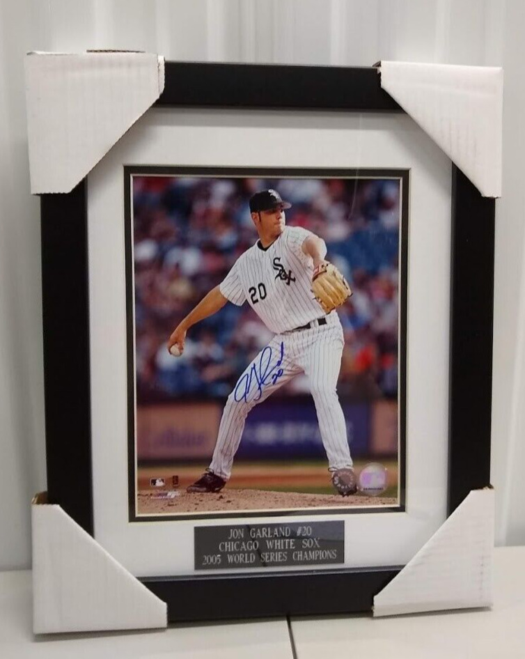 Jon Garland-White Sox-Autographed 8x10 Photo-Framed/DBL Matted/Schwartz COA