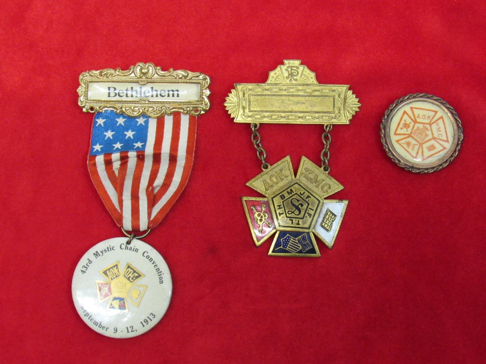 Antique/ Vtg Ancient Order Knights Of The Mystic Chain Pin/Badge/Ribbon. Antique/ Vtg Ancient Order Knights Of The Mystic Chain Pin/Badge/Ribbon.