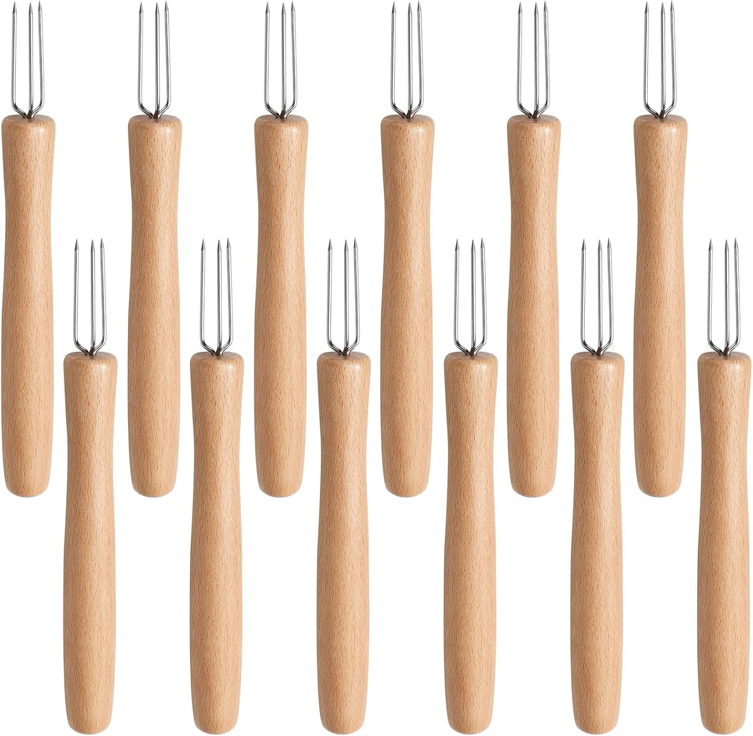 Set of 12 Stainless Steel Corn Holders with Wooden Handle Set of 12 Stainless Steel Corn Holders with Wooden Handle