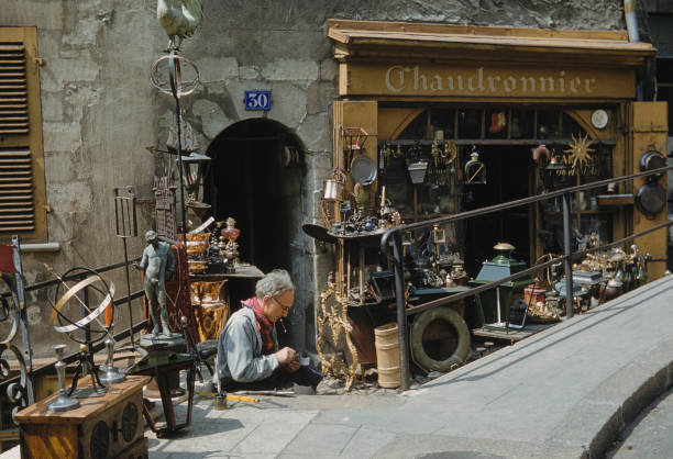Antique Shop In Geneva\'s Old Town 1965 Historic Old Photo Antique Shop In Geneva\'s Old Town 1965 Historic Old Photo