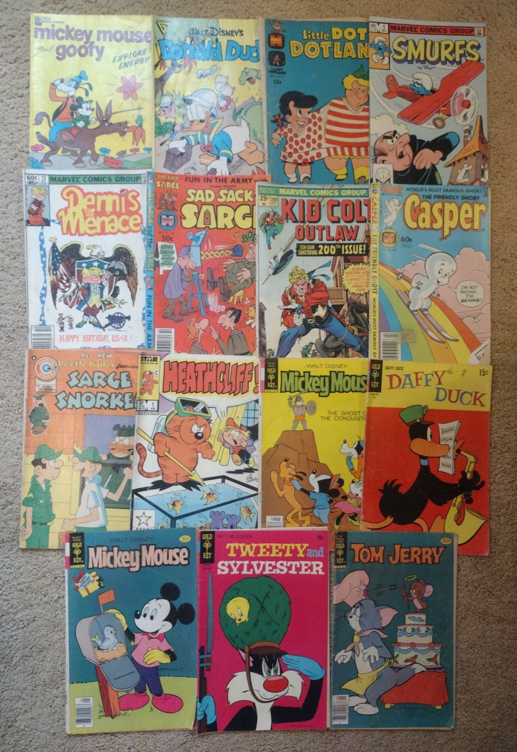 Vintage comics--Lot of 15--Disney, Smurfs, Casper, Sad Sack--1960s-80s Vintage comics--Lot of 15--Disney, Smurfs, Casper, Sad Sack--1960s-80s