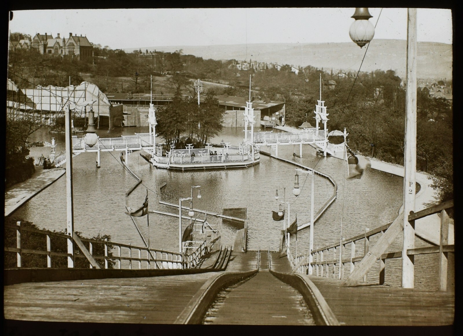 ANTIQUE Magic Lantern Slide 1904 BRADFORD EXHIBITION PHOTO NO24 WATER CHUTE ANTIQUE Magic Lantern Slide 1904 BRADFORD EXHIBITION PHOTO NO24 WATER CHUTE