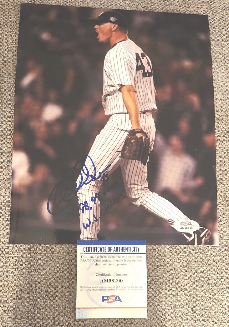 JEFF NELSON SIGNED 8X10 PHOTO NY YANKEES 4X WS INSC PSA/DNA AUTHENTIC #AM98290