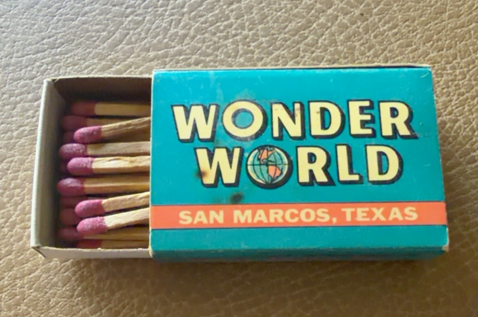 Vintage Wonder World San Marcos Texas Matchbox c1970s I-35 Tourist Cave Vintage Wonder World San Marcos Texas Matchbox c1970s I-35 Tourist Cave