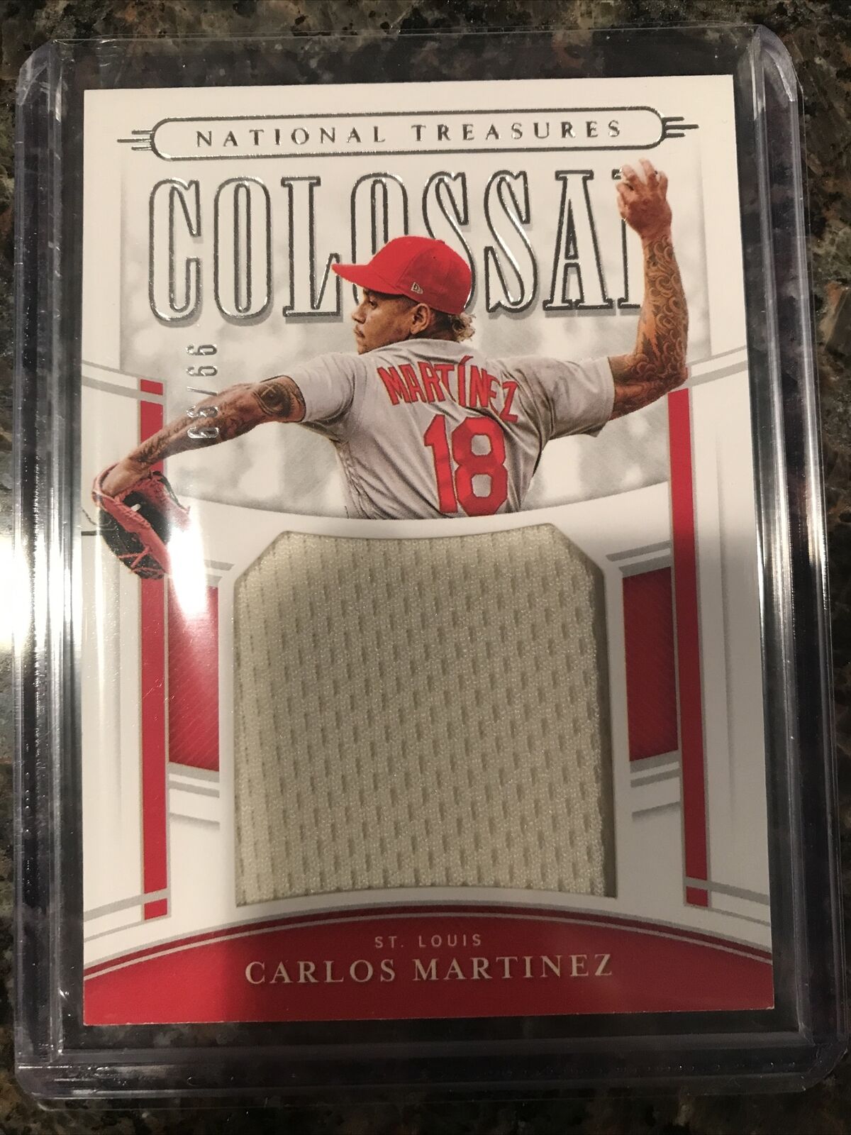 2020 National Treasures Game Used COLOSSAL PATCH /99 CARLOS MARTINEZ St. Louis