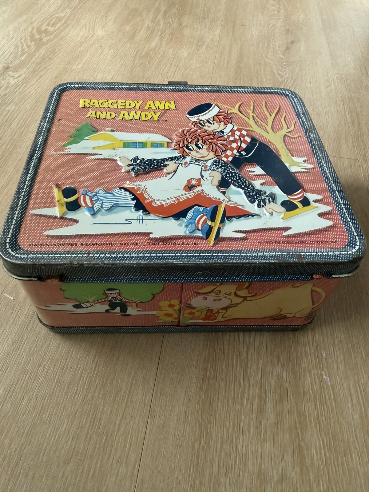 Vintage 1973 Raggedy Ann And Andy Metal Lunchbox Aladdin Retro 1970s Collectible
