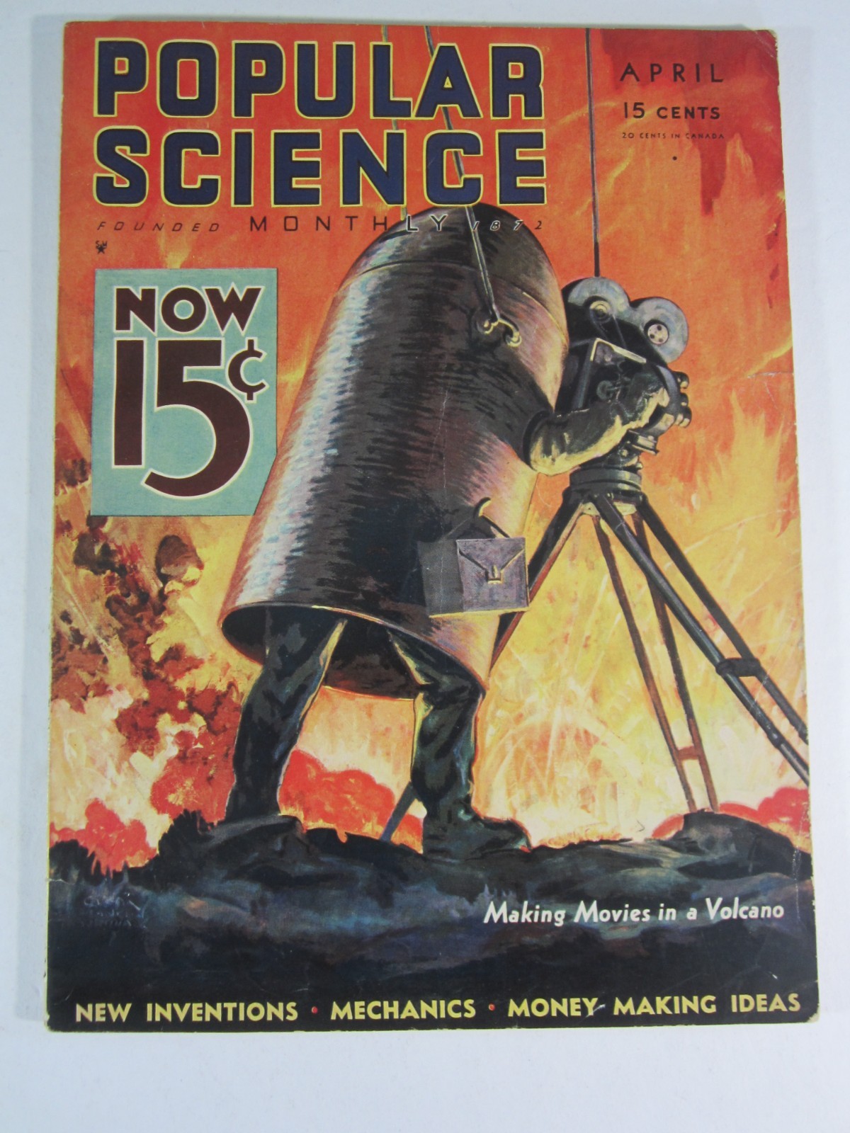 Popular Science Monthly Apr. 1933 VG+ Classic Making Movies in a Volcano Cover Popular Science Monthly Apr. 1933 VG+ Classic Making Movies in a Volcano Cover