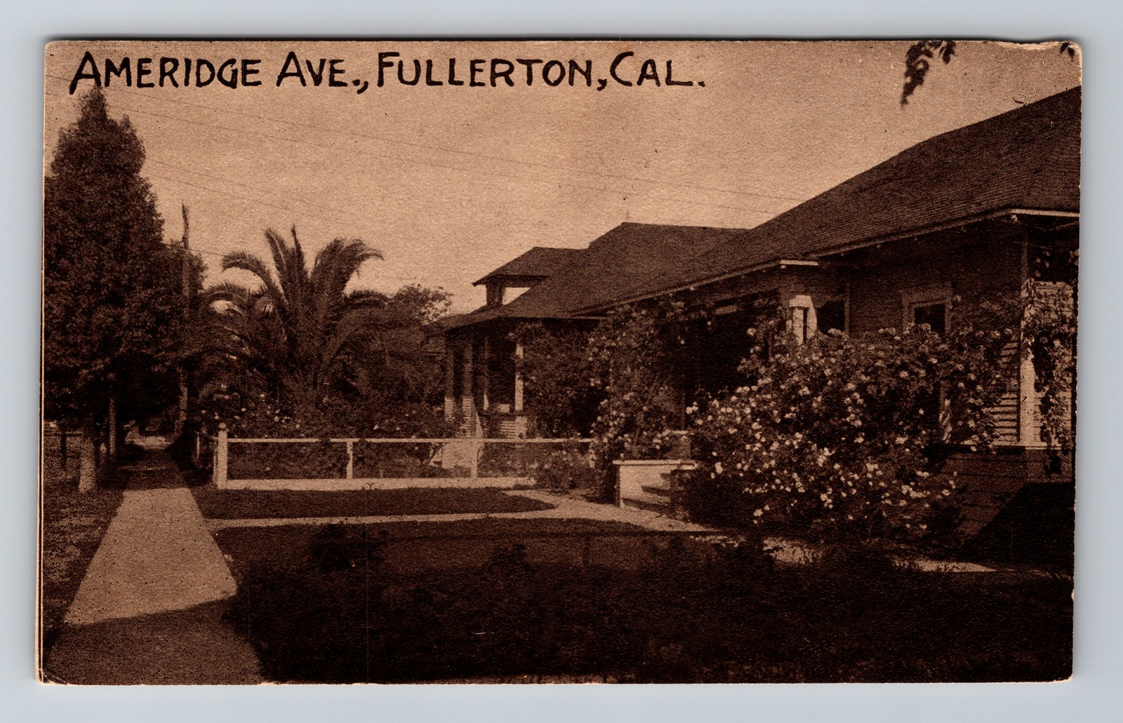 Fullerton, CA-California, Ameridge Ave Residential Homescape, Vintage Postcard Fullerton, CA-California, Ameridge Ave Residential Homescape, Vintage Postcard
