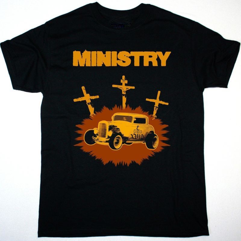 Vtg MINISTRY JESUS BUILT MY HOTROD Cotton Black Full Size Unisex Tee Shirt