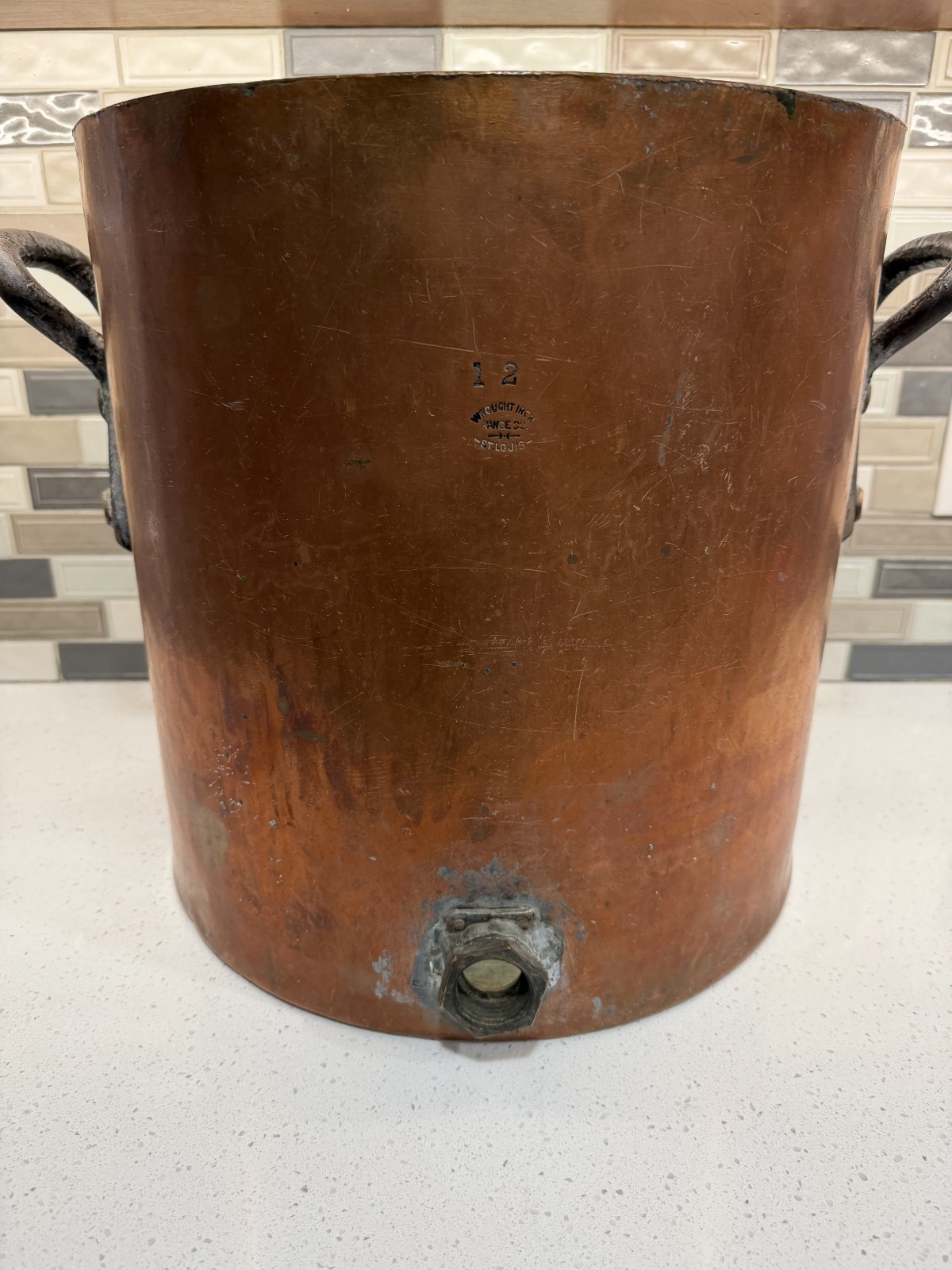 MASSIVE Wrought Iron Range Co. copper stockpot, 15\