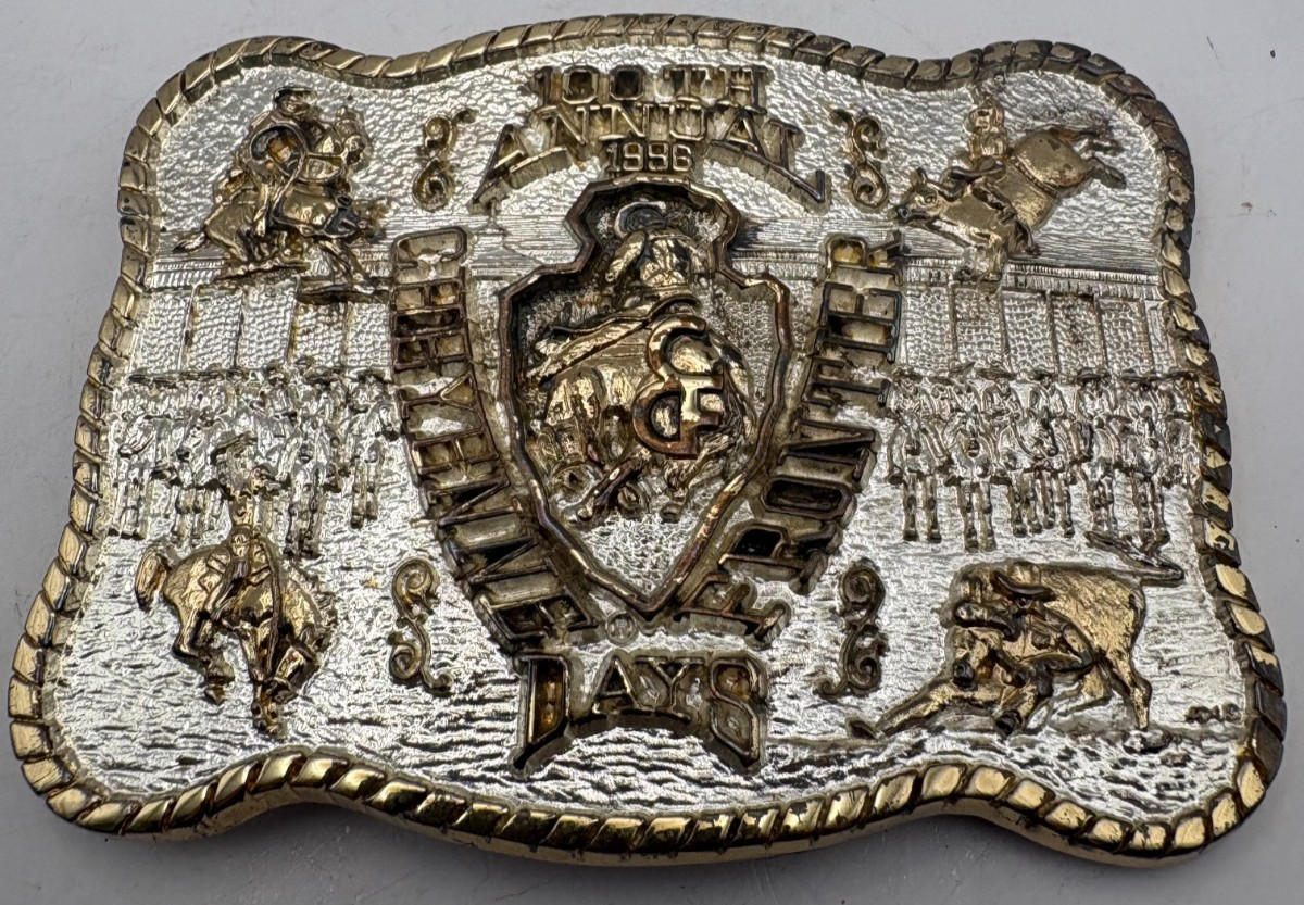 Vintage 1996 Cheyenne Frontier Days 100th Annual Rodeo Belt Buckle Trophy Gist