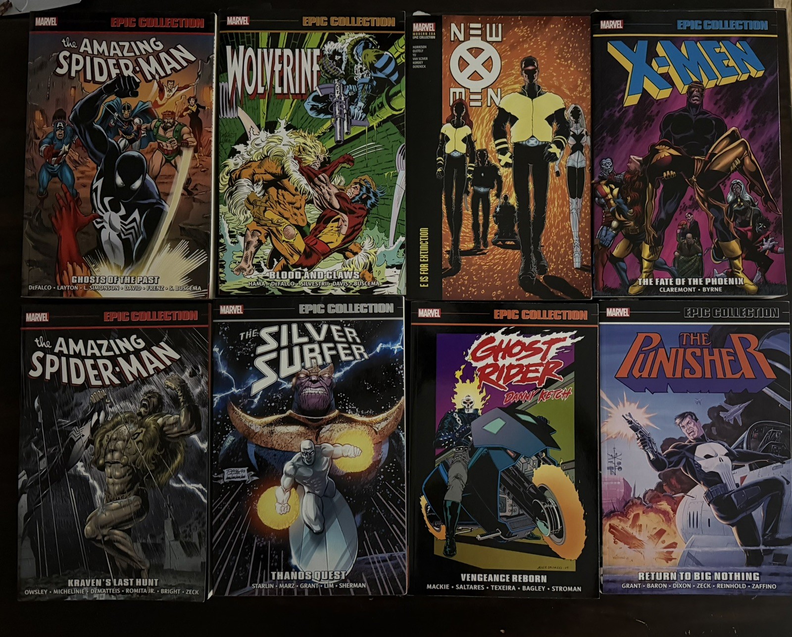Marvel epic collection lot of 8 Spiderman Punisher Wolverine X-Men Ghost Rider Marvel epic collection lot of 8 Spiderman Punisher Wolverine X-Men Ghost Rider