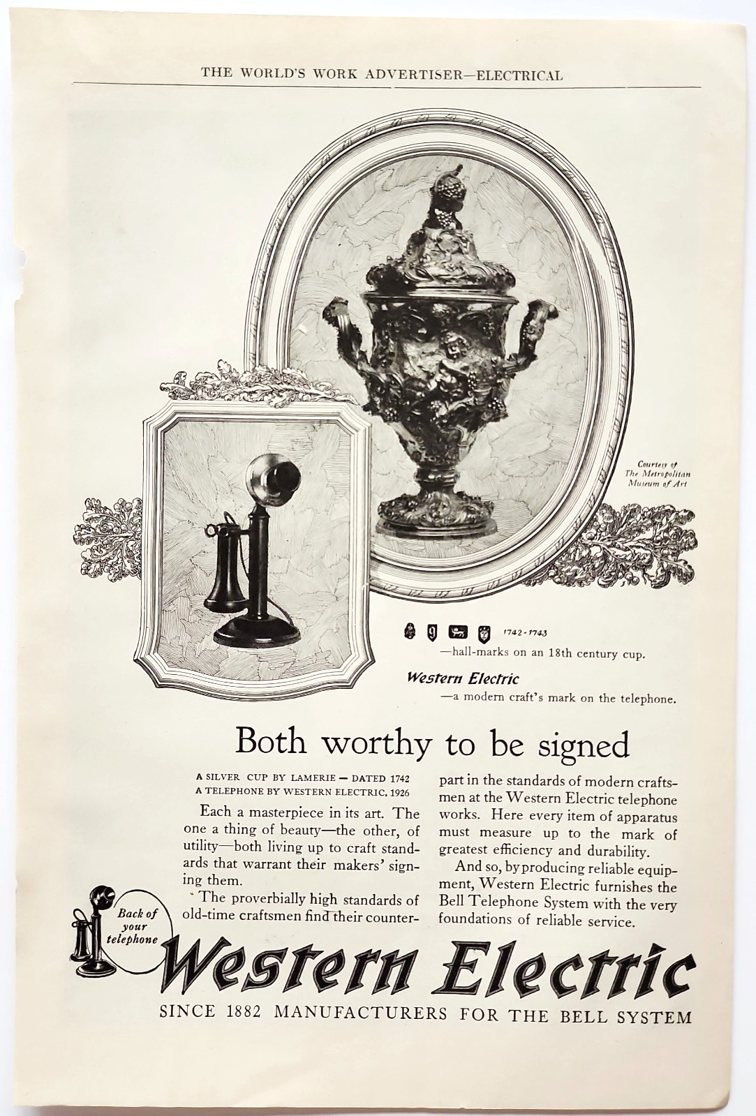 1926 Western Electric Advertisement Bell Telephone System Utility Communication