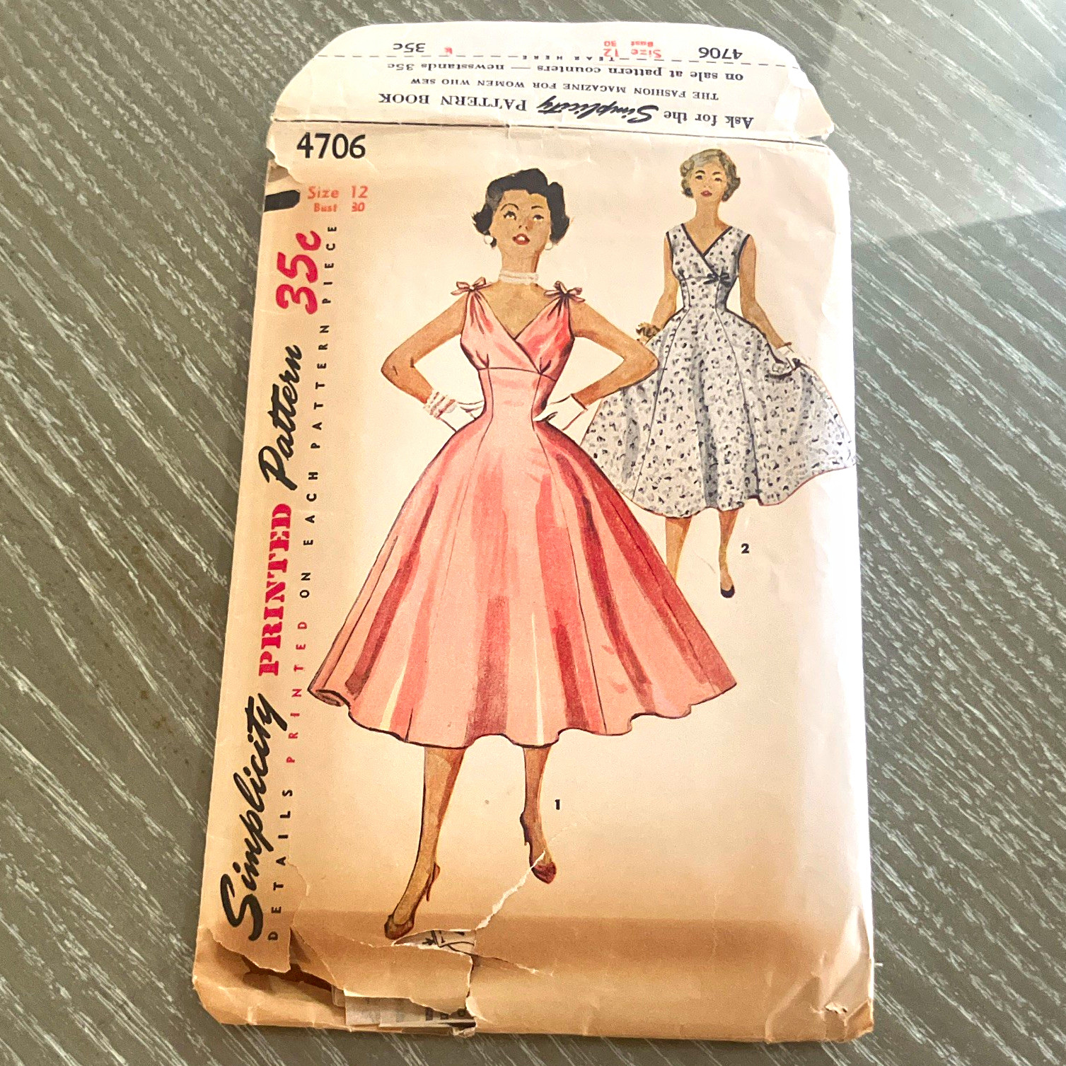 Simplicity 4706 Junior Misses Misses One-Piece Dress Sewing Pattern Vintage 50s Simplicity 4706 Junior Misses Misses One-Piece Dress Sewing Pattern Vintage 50s