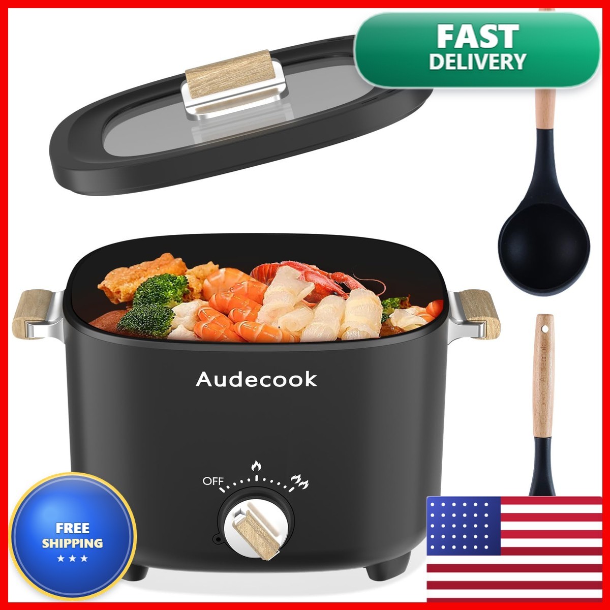 Audecook AHP-2.5L 2.5L Portable Nonstick Hot Pot Multicooker 1-3 Persons Black Audecook AHP-2.5L 2.5L Portable Nonstick Hot Pot Multicooker 1-3 Persons Black