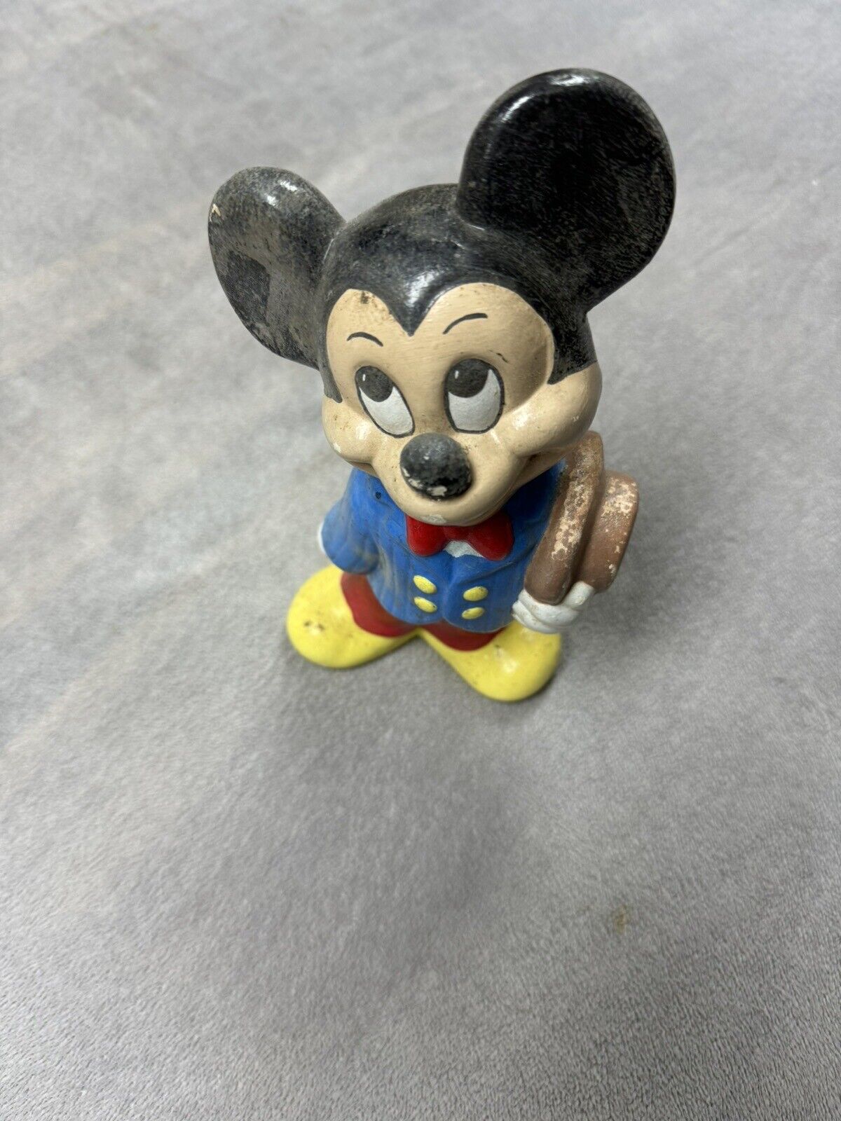 Vintage Antique 1977 Walt Disney Ceramic Mickey Mouse Figure Holding Top Hat 