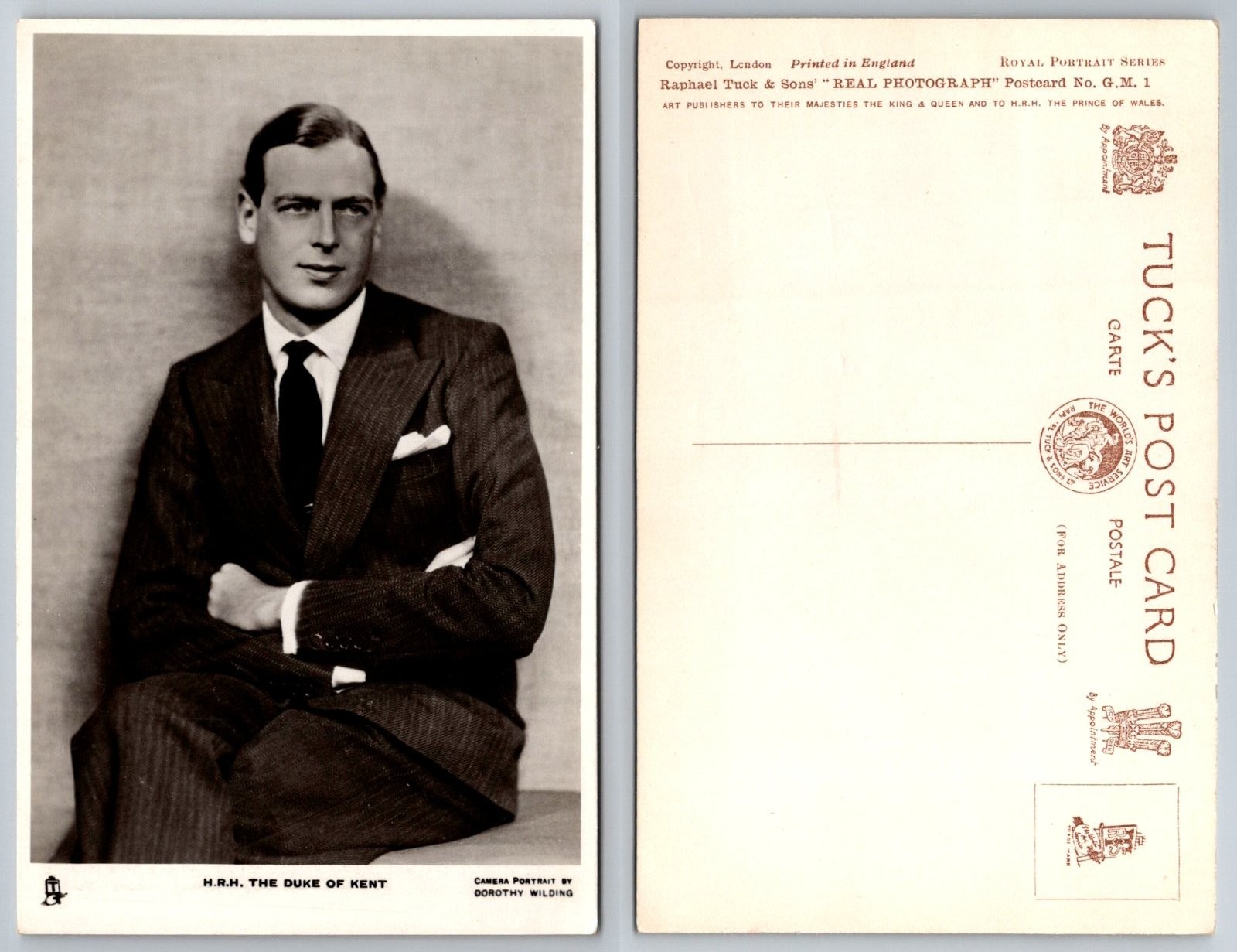 H.R.H. The Duke of Kent Portrait Dorothy Wilding Raphael Tuck Postcard