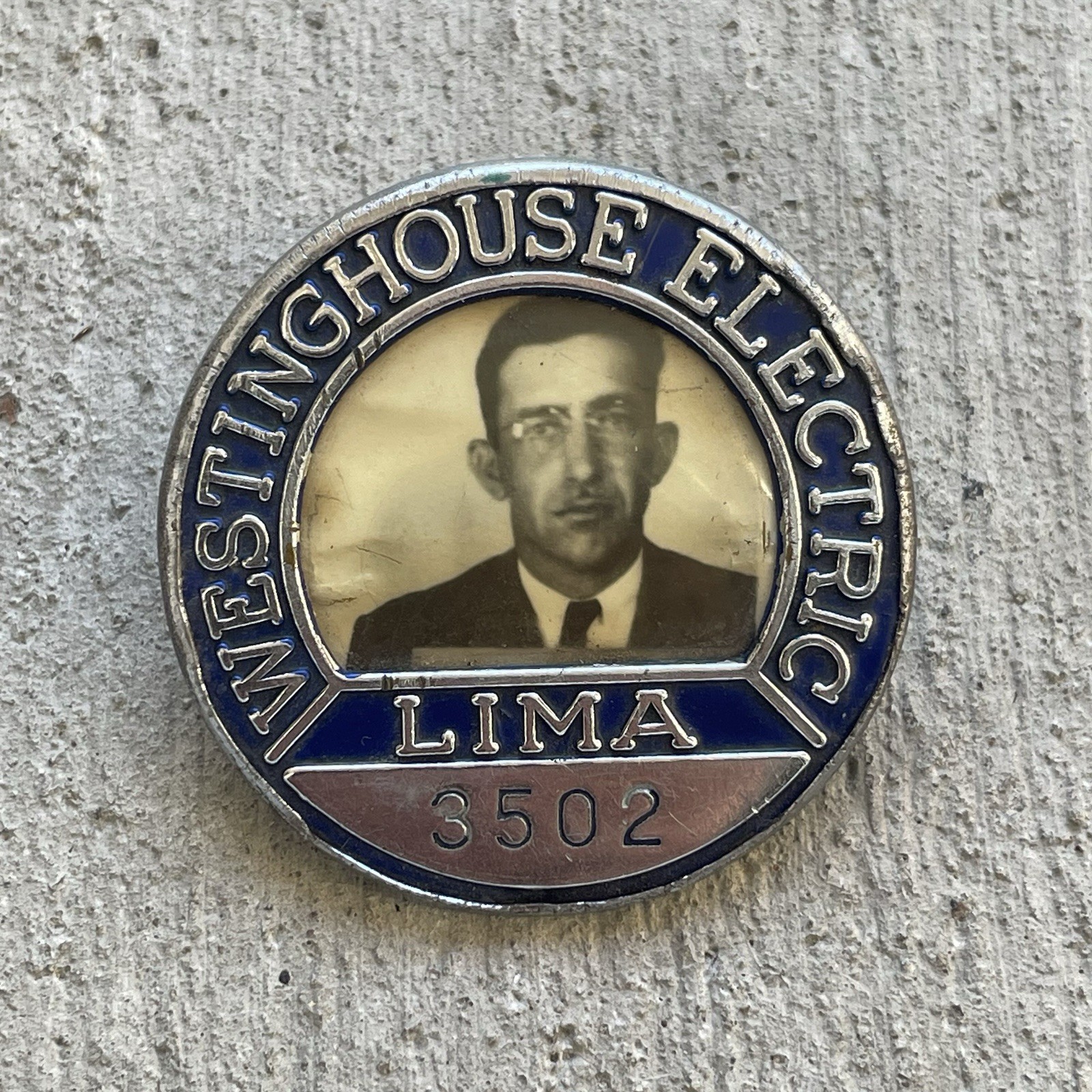 Vintage Westinghouse Electric Employee Photo ID Badge LIMA 3502 Vintage Westinghouse Electric Employee Photo ID Badge LIMA 3502