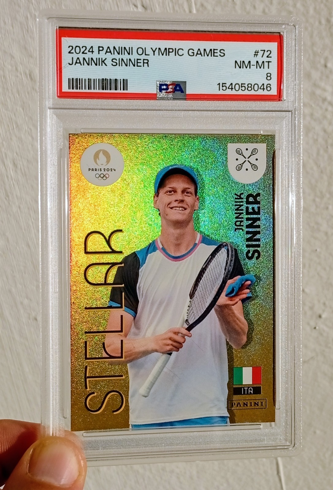 ⭐ OFFICIAL ROOKIE ⭐ Jannik Sinner PSA 8 Olympic Games CARD Panini RC Paris 2024