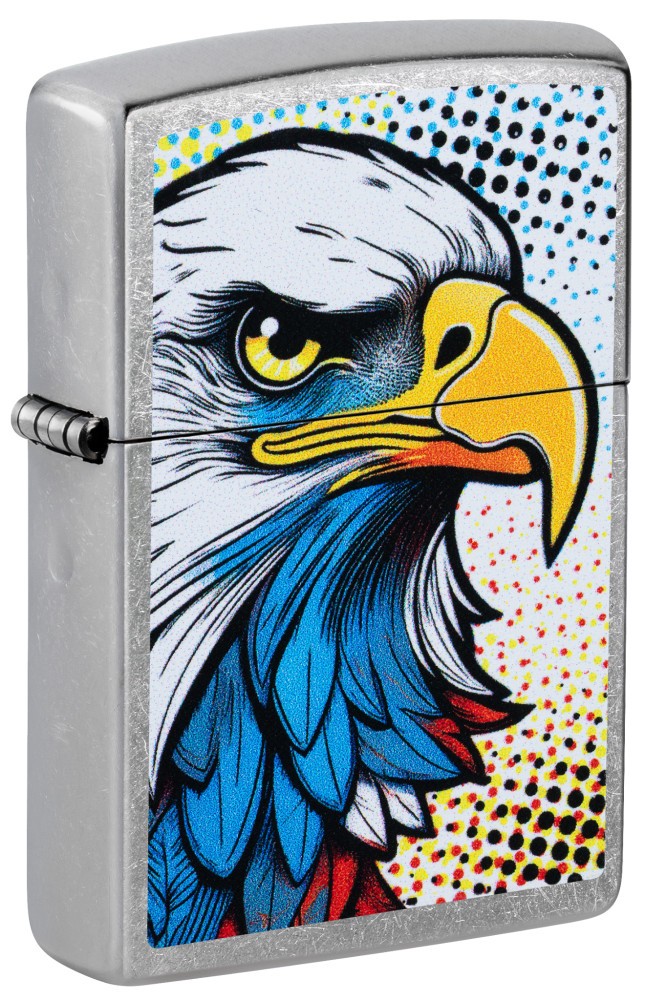 Zippo Pop Art Eagle Design Street Chrome Windproof Lighter, 47284 Zippo Pop Art Eagle Design Street Chrome Windproof Lighter, 47284