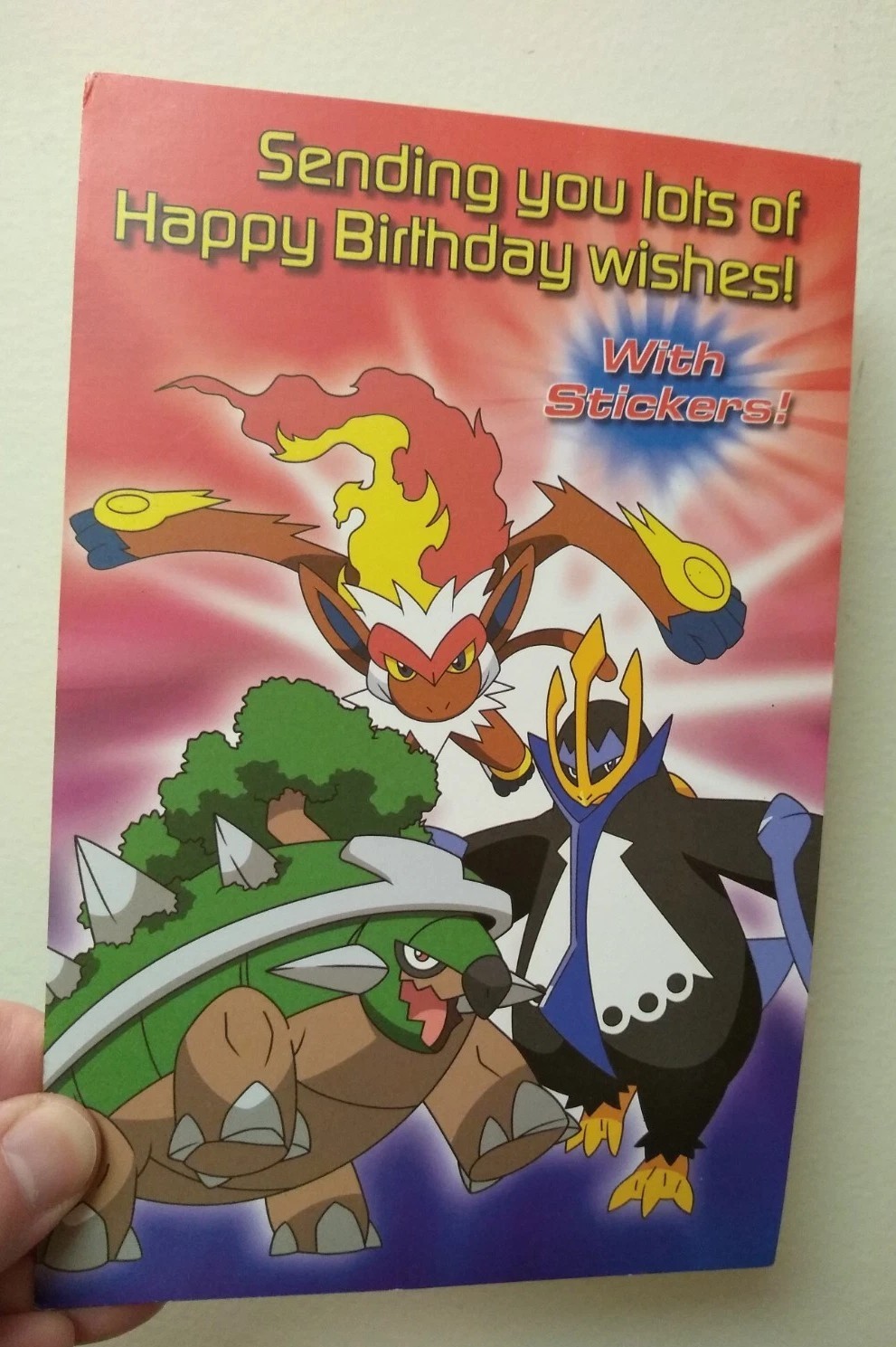 2009 Pokemon Birthday Card (with stickers) Unused - some warping/damage