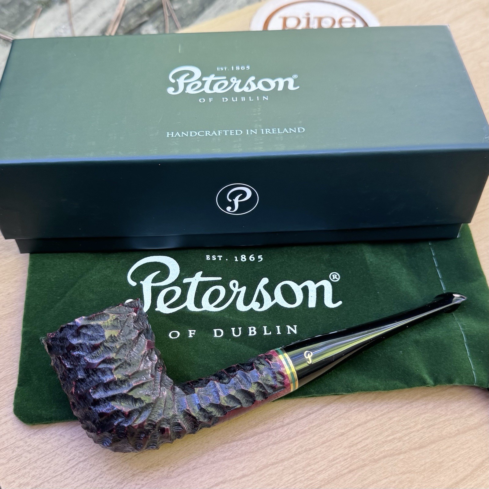 Peterson Emerald Rusticated Dublin (120) P-Lip Tobacco Pipe - New Peterson Emerald Rusticated Dublin (120) P-Lip Tobacco Pipe - New