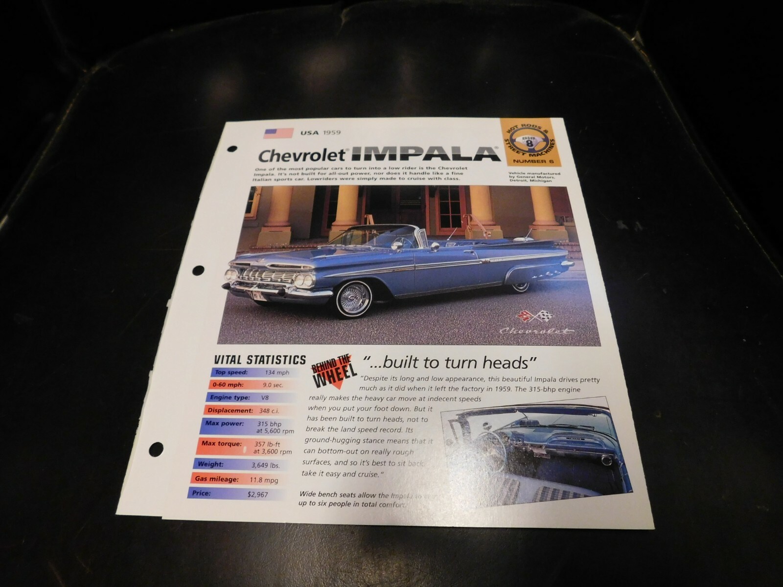 1959 Chevrolet Impala Spec Sheet Brochure Photo Poster 1959 Chevrolet Impala Spec Sheet Brochure Photo Poster