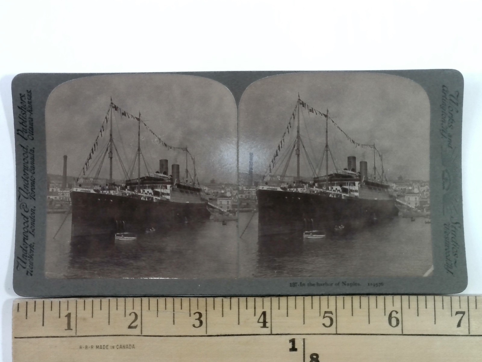 Naples Italy Harbor Passenger Ship Stereoview Underwood & Underwood Early 1900s
