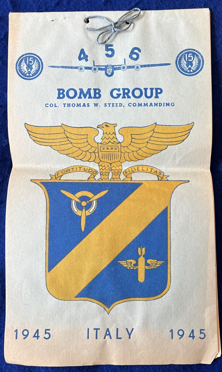 WWII 456th Bomb Group History Original 1945 Photo Mission Calendar 456th BG
