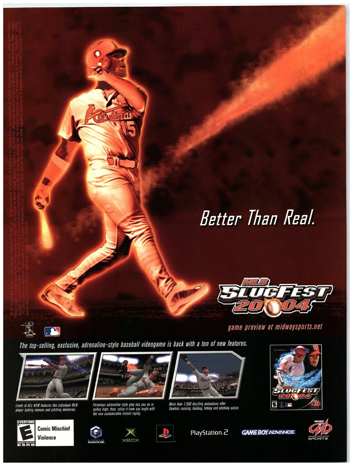 2003 MLB Slug Fest 2004 Print Ad, Jim Edmonds St. Louis Cardinals Video Game