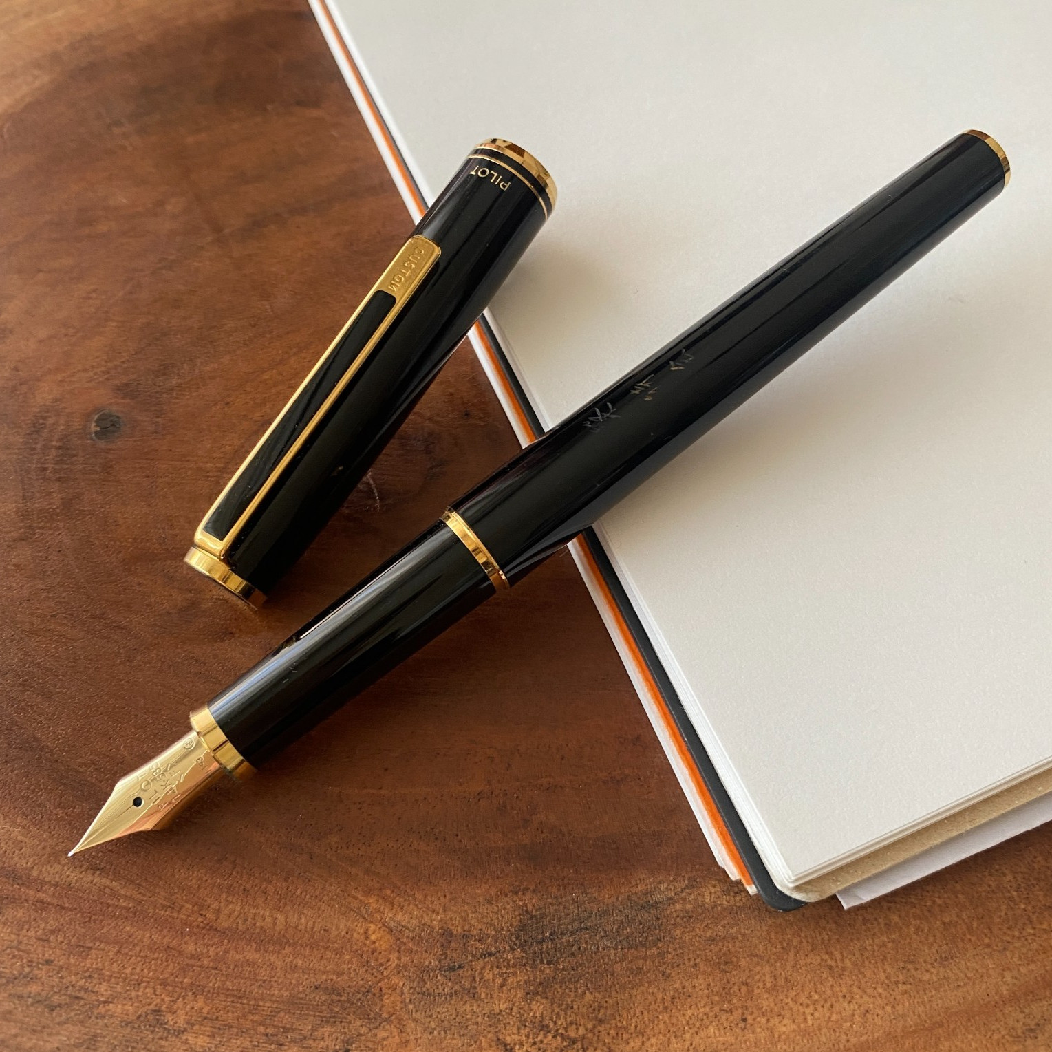 Pilot Custom Black 14K Gold Fine Nib Fountain Pen Vintage 1993 USED