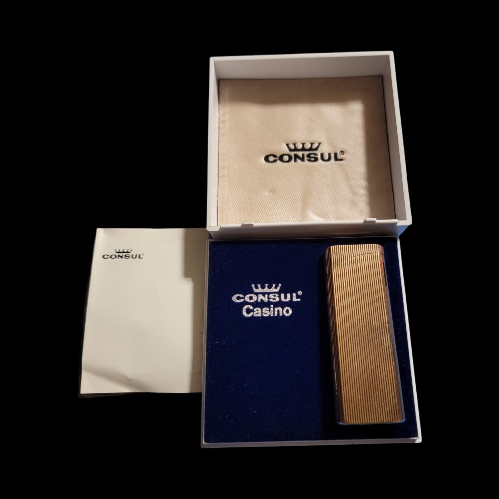 Rare 1950s Consul Casino Gold Plated Gas Lighter Very Nice Rare 1950s Consul Casino Gold Plated Gas Lighter Very Nice