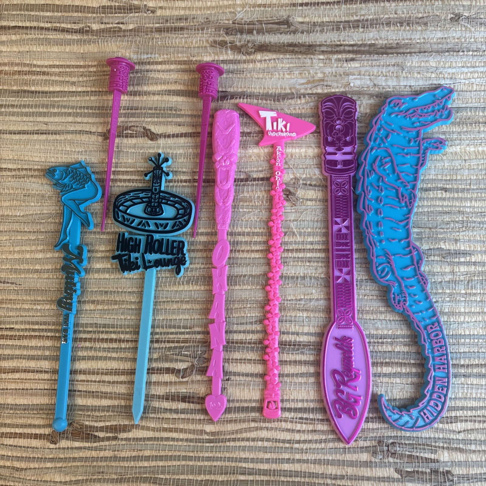 7 TIKI Bar Swizzle Stick Hidden Harbor Mutiny High Roller Underground BG Ohana 7 TIKI Bar Swizzle Stick Hidden Harbor Mutiny High Roller Underground BG Ohana