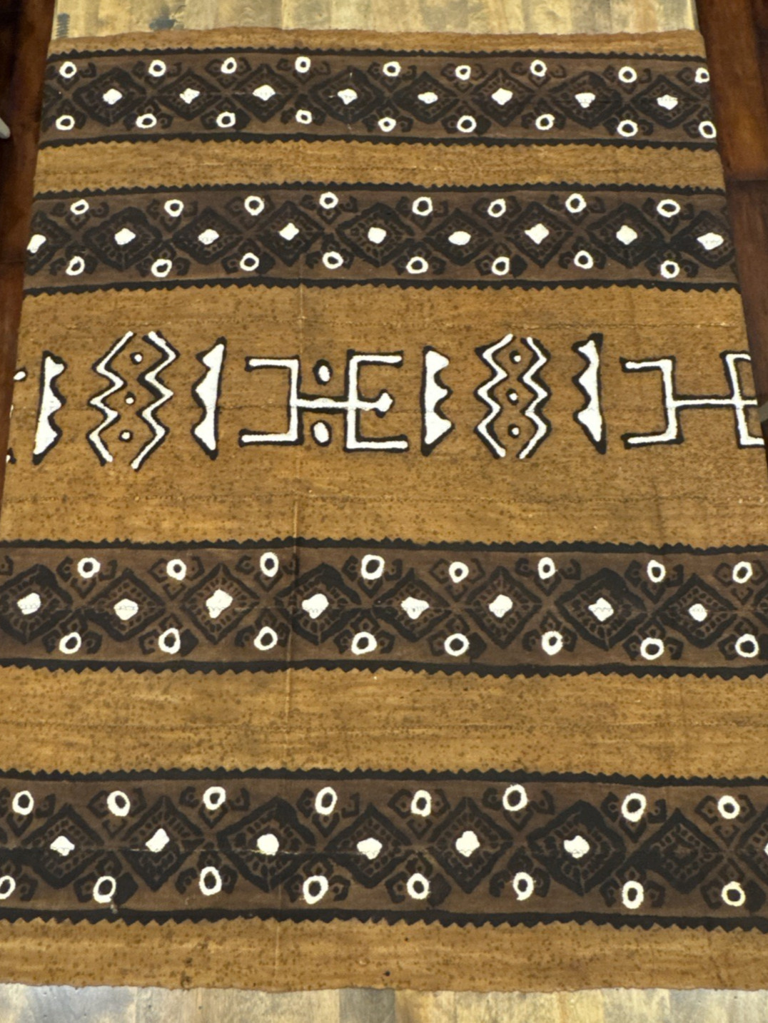 Vintage African Mud Cloth 70”x 50” Warrior Block Print Handmade Mali Tapestry