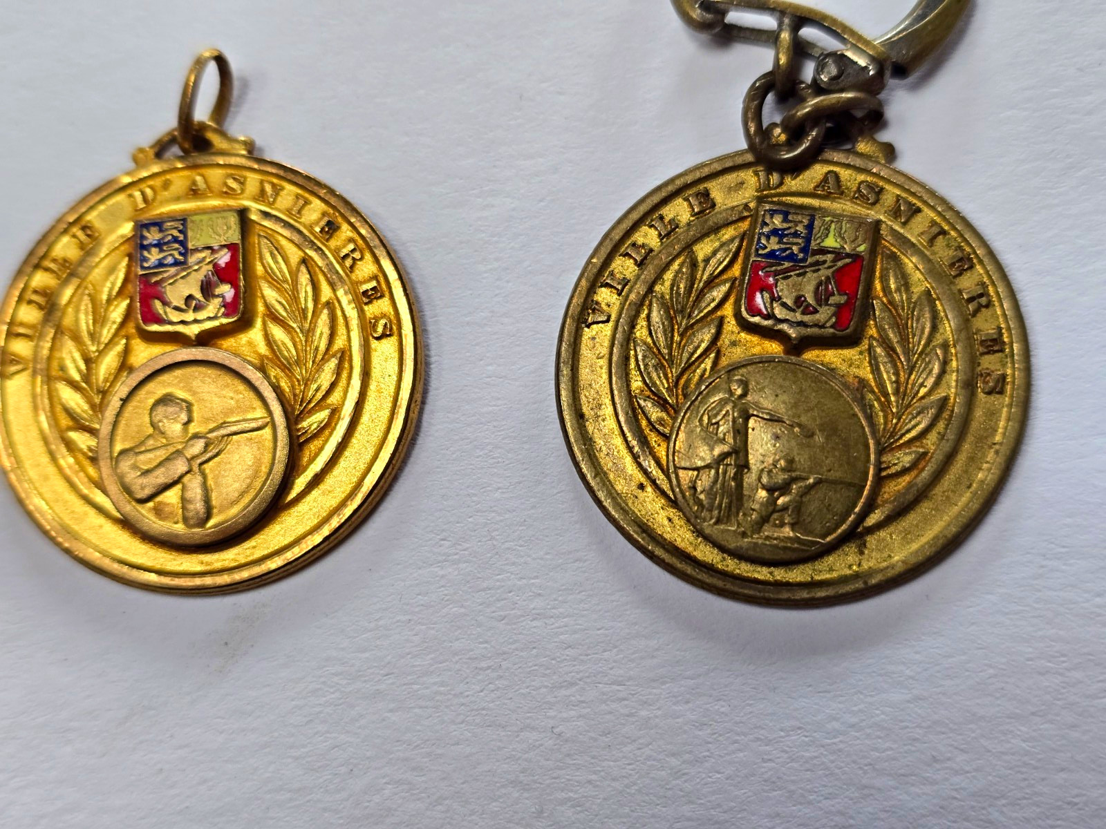2 Vintage French Shooting Medals 1961 1966 Ville d\'Asnieres Rifle Sports