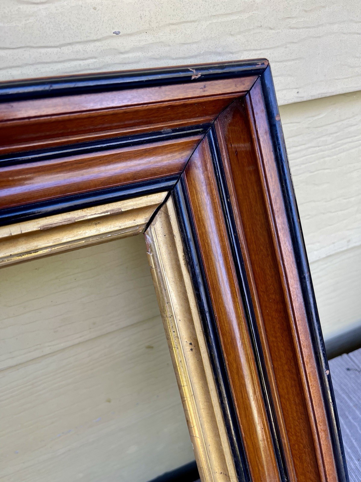 Large Stately Antique 1870s Walnut & Gilt Wood Picture Frame 32 X 37” Great Hall Large Stately Antique 1870s Walnut & Gilt Wood Picture Frame 32 X 37” Great Hall
