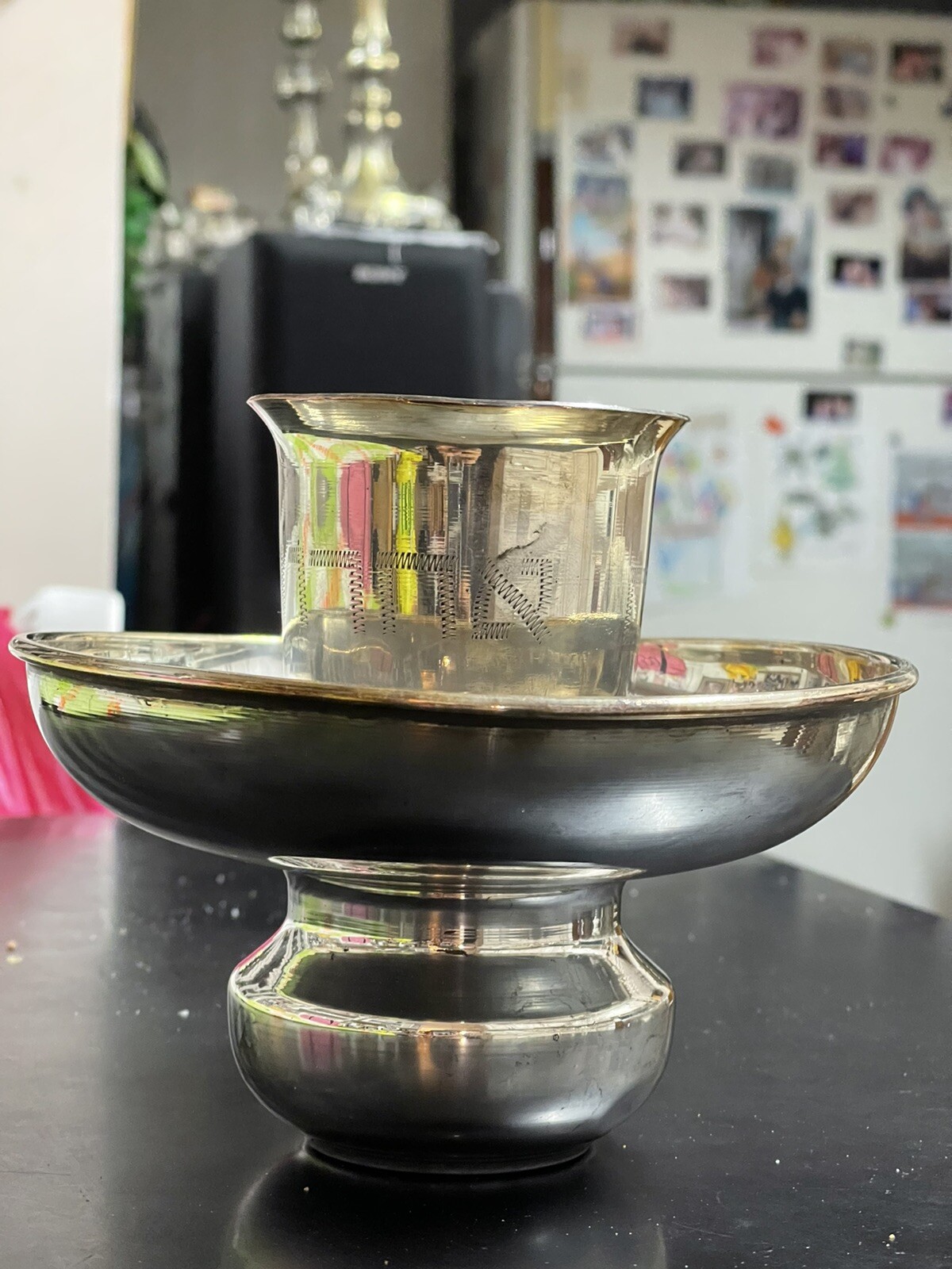 Vintage silver plated MAYIM AHARONIM washing hand cup made in Israel Last Waters Vintage silver plated MAYIM AHARONIM washing hand cup made in Israel Last Waters