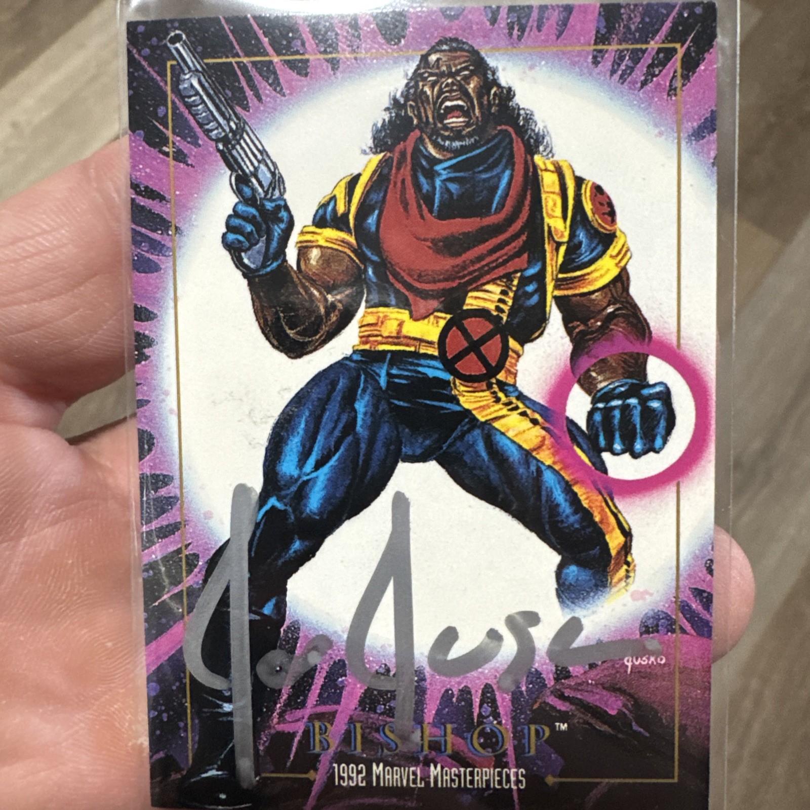 Skybox 1992 Marvel Masterpieces Card #6 BISHOP Signed by Joe Jusko w/coa Skybox 1992 Marvel Masterpieces Card #6 BISHOP Signed by Joe Jusko w/coa