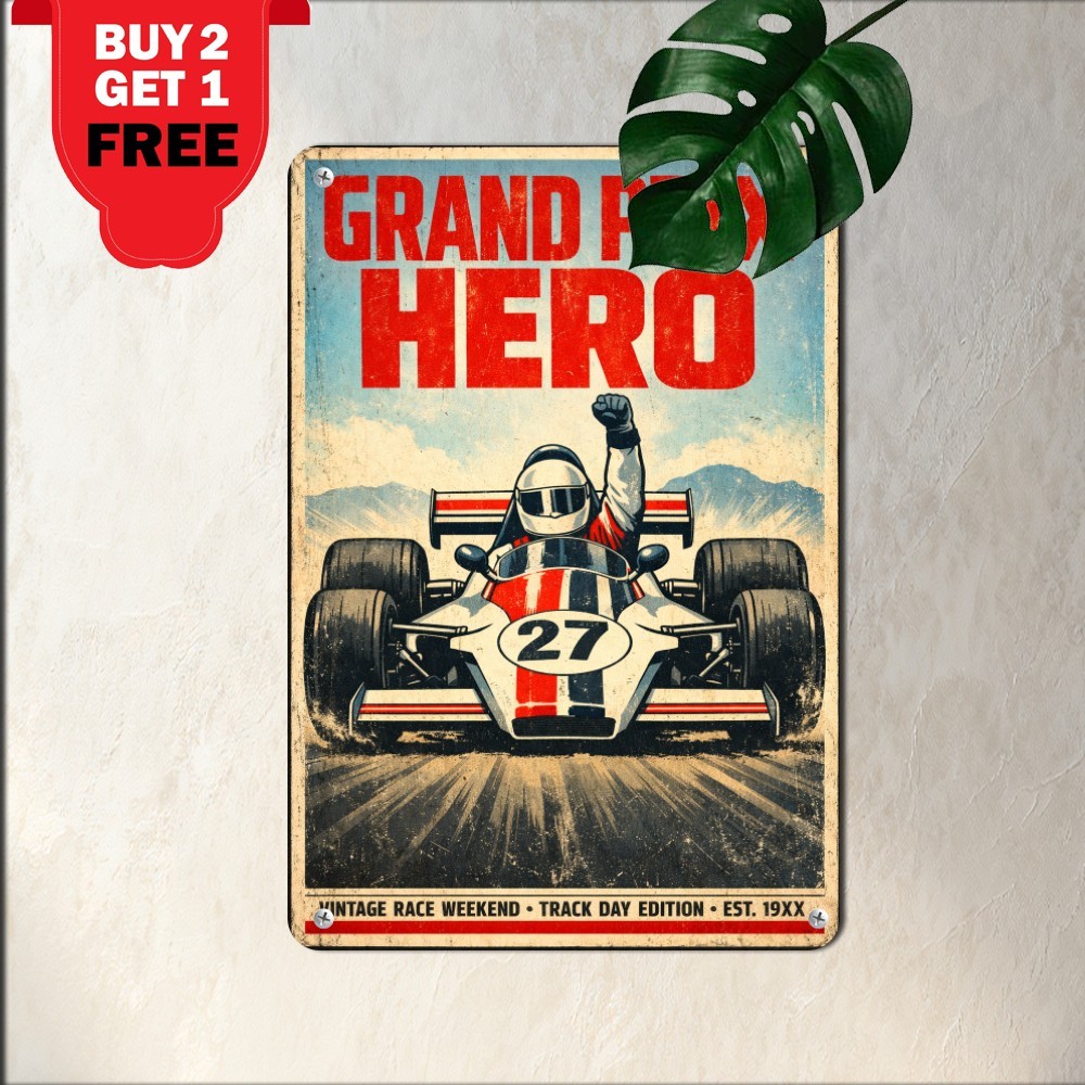 Vintage Grand Prix Formula Speed Racing Car Wall Art Retro Metal Tin Sign Vintage Grand Prix Formula Speed Racing Car Wall Art Retro Metal Tin Sign