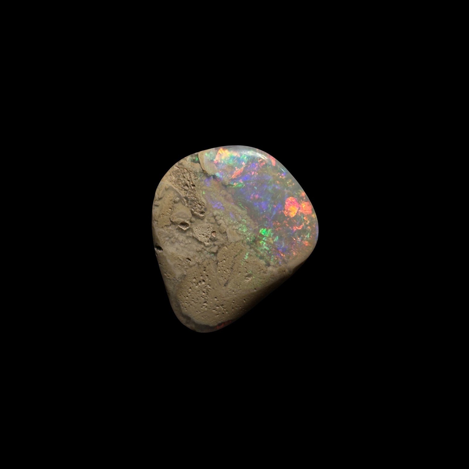 Polished Australian Coober Pedy Color Streak Opal Stone Specimen