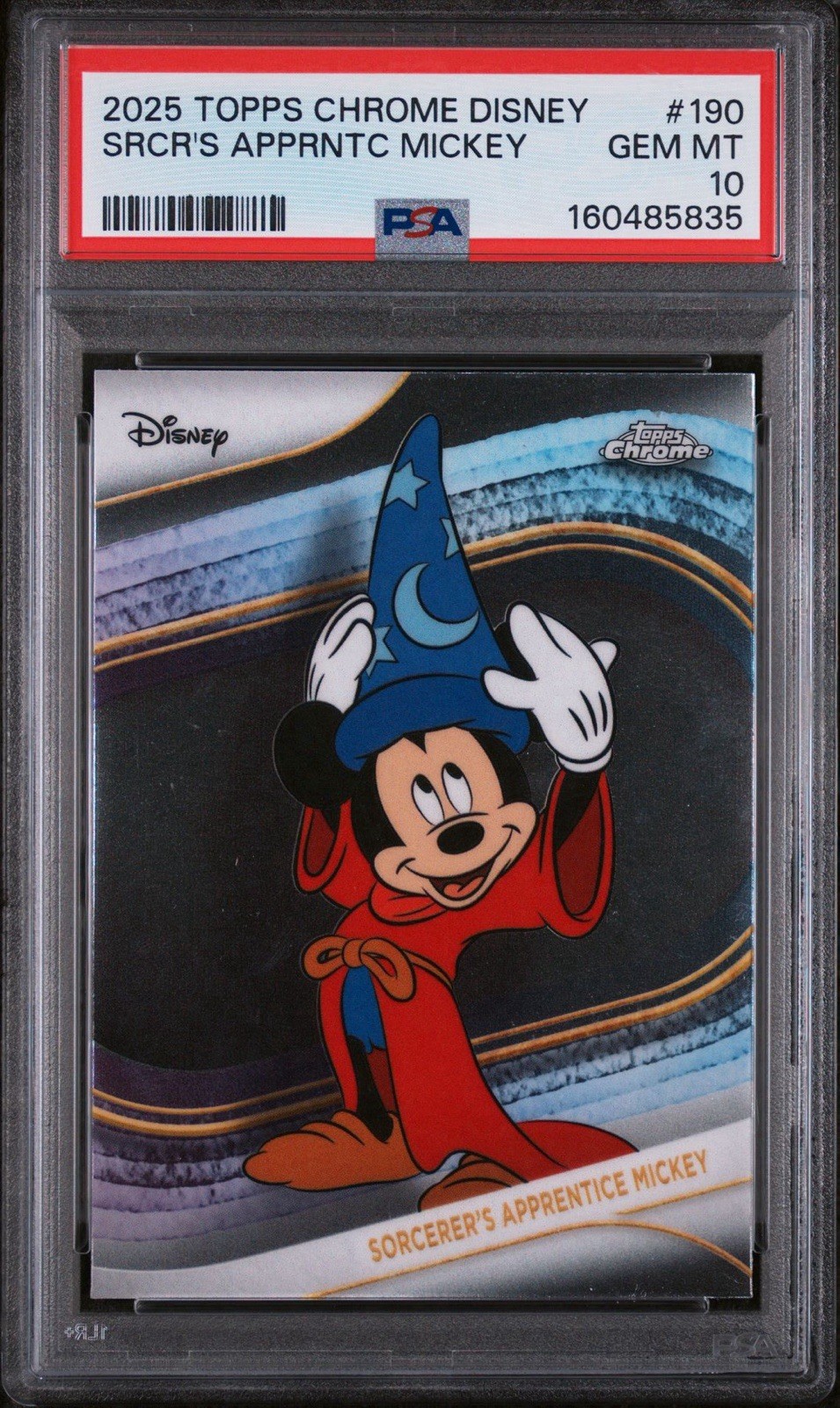 Topps 2025 Topps Chrome Disney Sorcerer's Apprentice Mickey #190 PSA 10 Topps 2025 Topps Chrome Disney Sorcerer's Apprentice Mickey #190 PSA 10