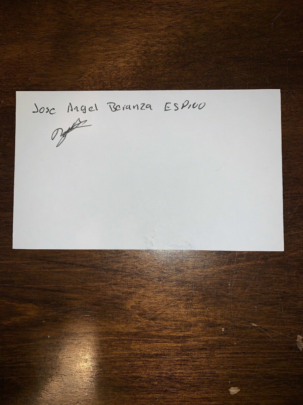 JOSE ANGEL BERAMZA - BOXER - AUTOGRAPH SIGNED - INDEX CARD -AUTHENTIC - C371