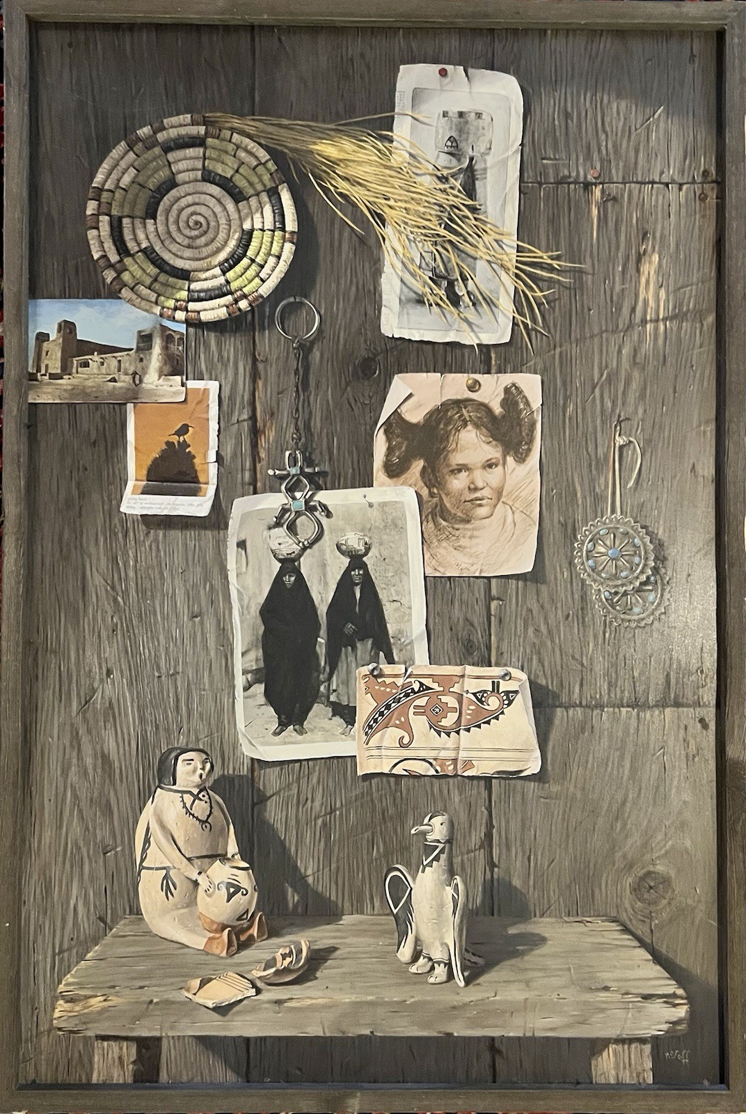 Frank Nosoff Signed Trompe L'oeil Oil Painting Southwestern Native American