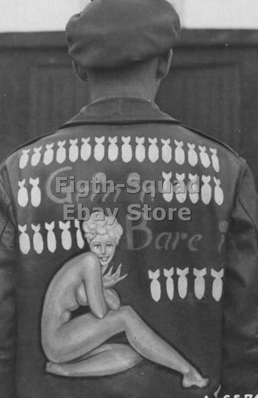 WW2 Picture Photo pin-up pattern on WWII Pilot jackets 6167 WW2 Picture Photo pin-up pattern on WWII Pilot jackets 6167