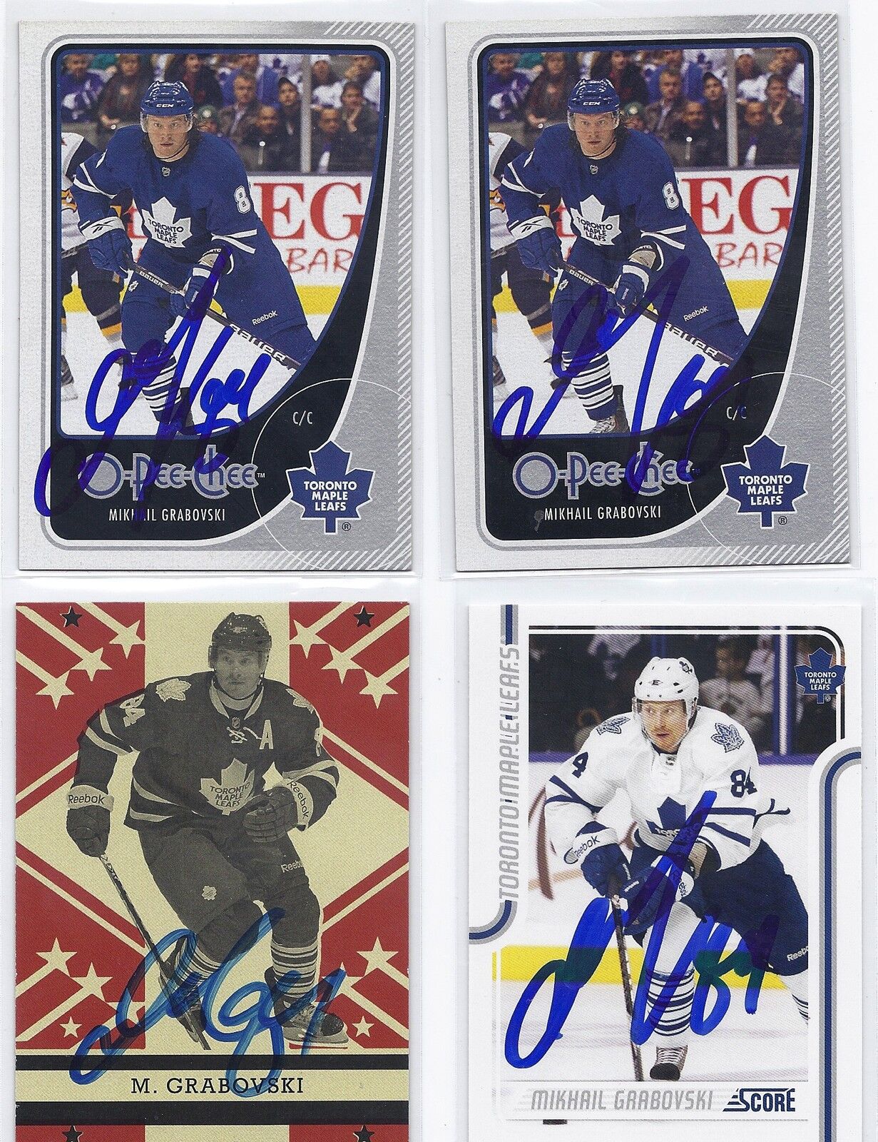 2011 Score # 433 Mikhail Grabovski Toronto Maple Leafs Autographed Hockey Card