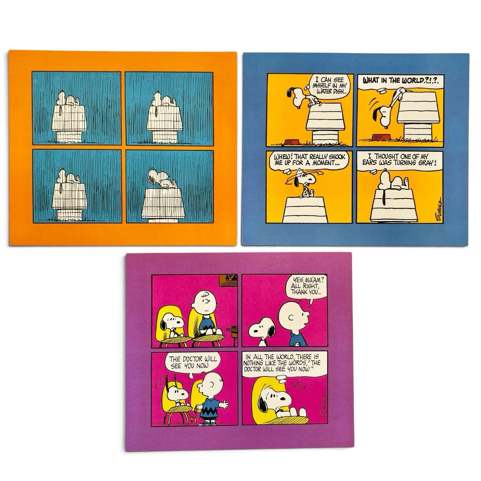 3 Vintage Hallmark Peanuts Comic Strip Greeting Cards Snoopy Charlie Brown