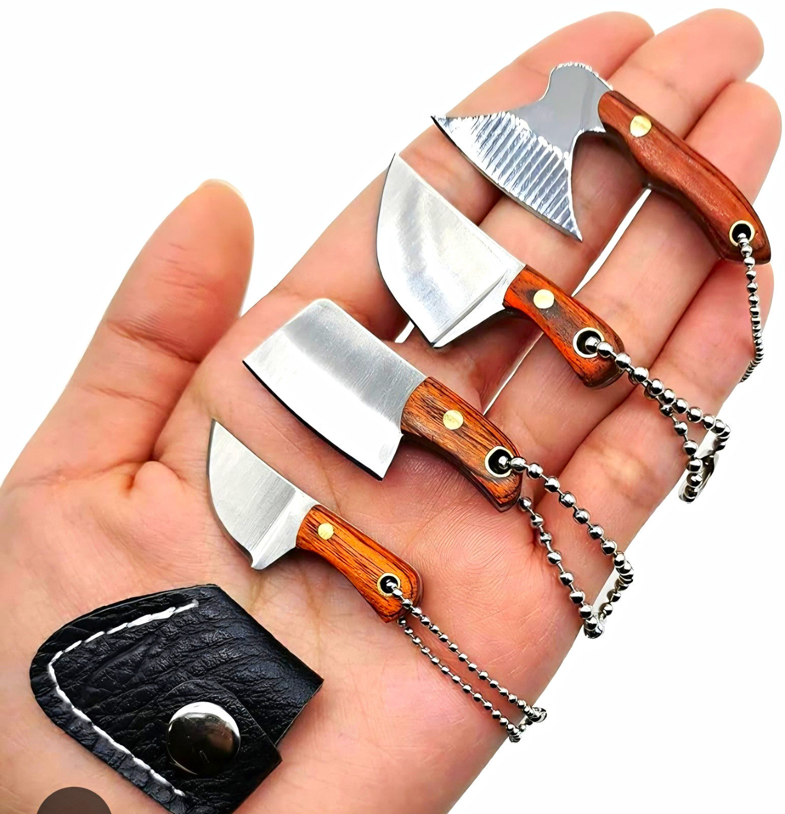 Set of 40 Mini Cleaver Blade Keychain Knife Steel ,Wood Handle Full Tang Set of 40 Mini Cleaver Blade Keychain Knife Steel ,Wood Handle Full Tang