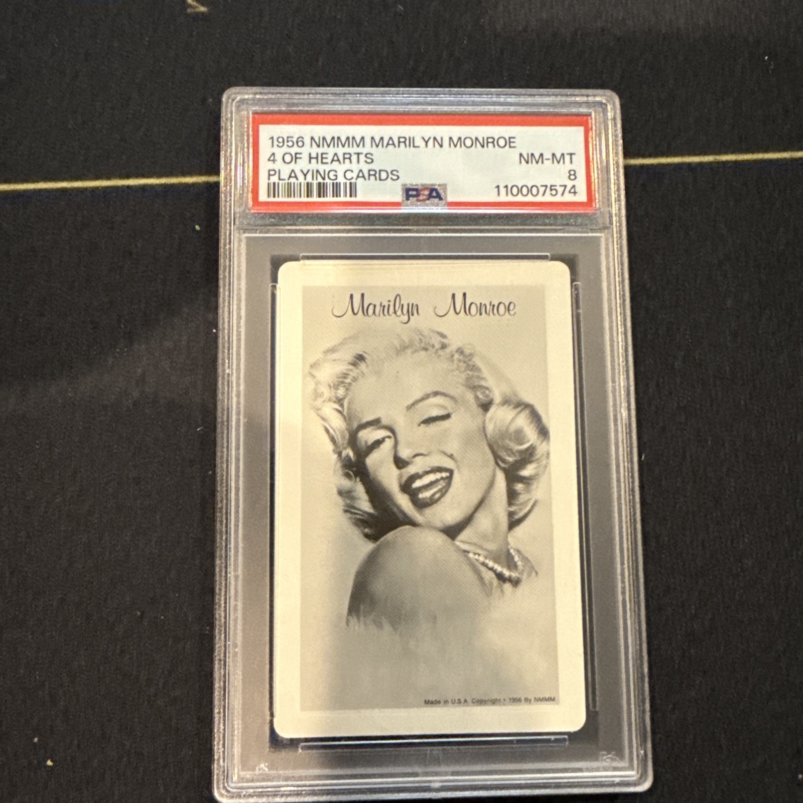 1956 NMMM Marilyn Monroe 4 of Hearts Playing Card PSA 8 1956 NMMM Marilyn Monroe 4 of Hearts Playing Card PSA 8